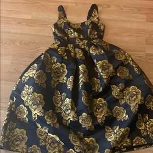 Gorgeous black and gold vintage midi dress ASOS
